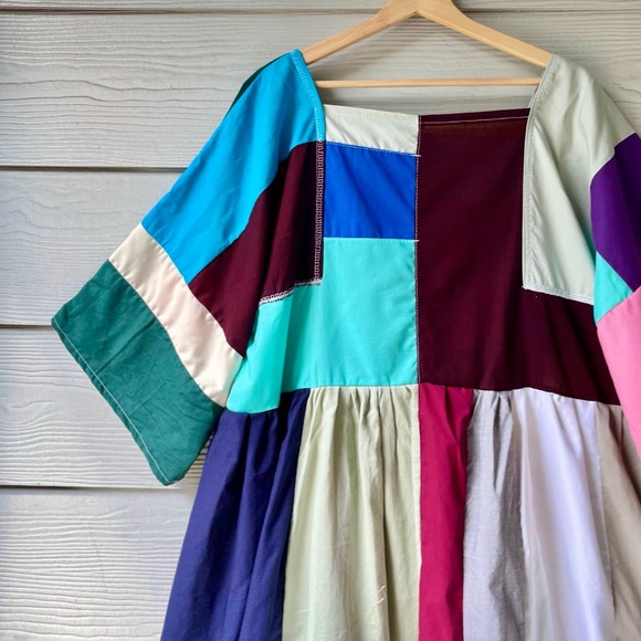 Handmade Quilted Patchwork Colorblock Dress SKU 06127 - Picture 6 of 10